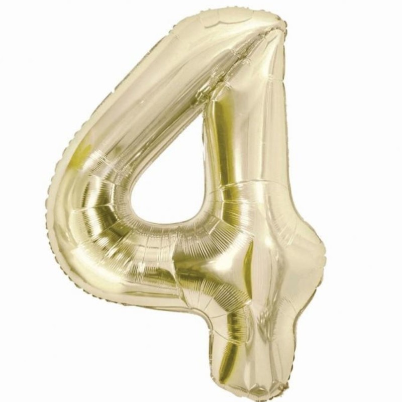 Balon foliowy beżowa Cyfra 4, 33,5"- 85 cm / 1 szt