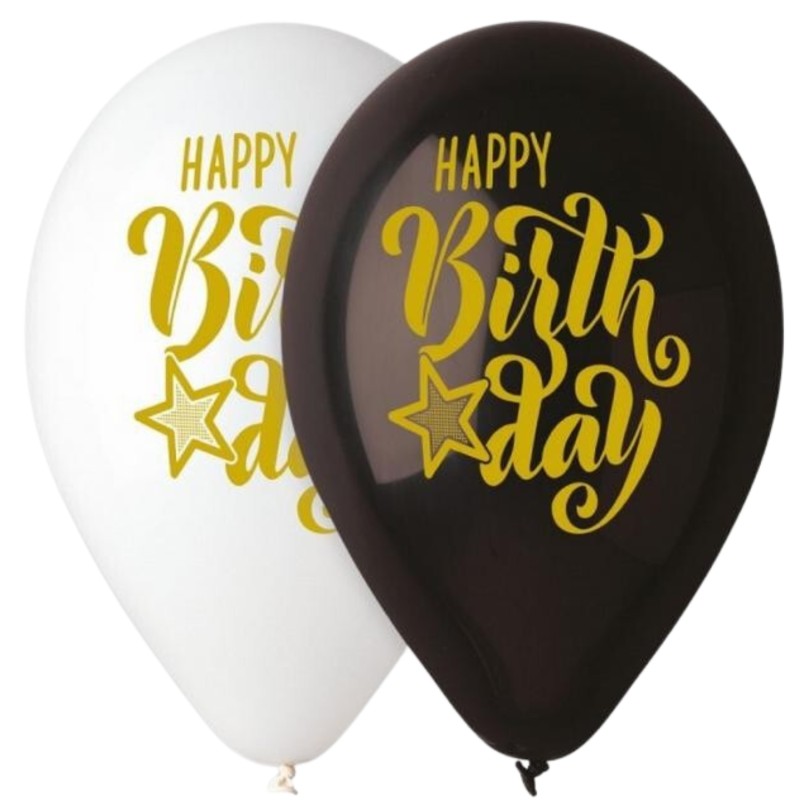 Lateksowe Balony Premium Hel Happy Birthday, 13 cali/ 5 szt.