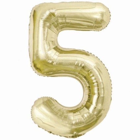 Balon foliowy beżowa Cyfra 5, 33,5"- 85 cm / 1 szt