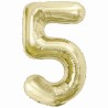 Balon foliowy beżowa Cyfra 5, 33,5"- 85 cm / 1 szt