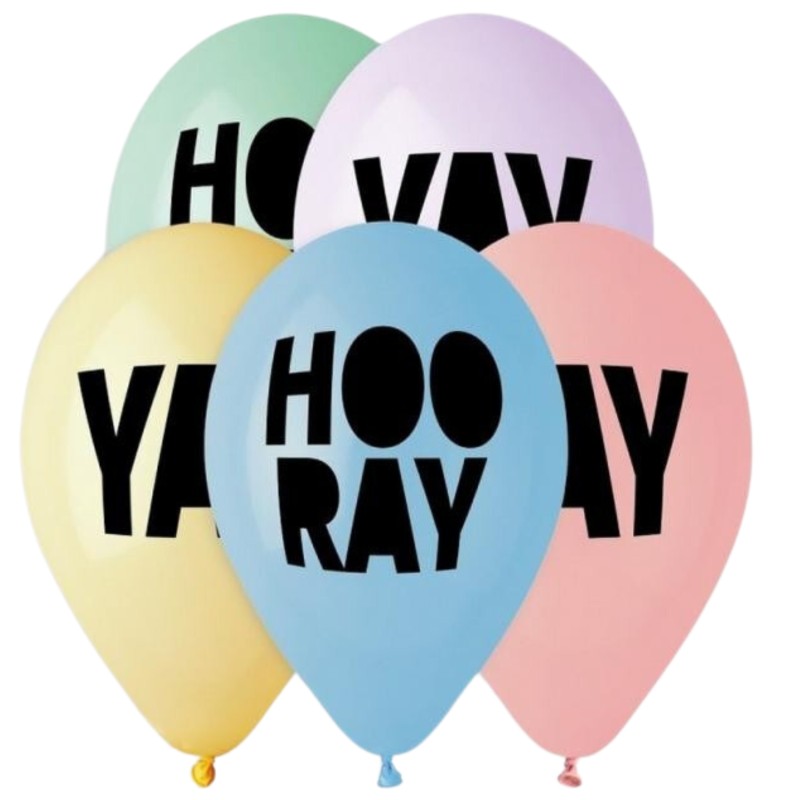 Lateksowe Balony Premium Hel Hooray, 13 cali/ 5 szt. KK
