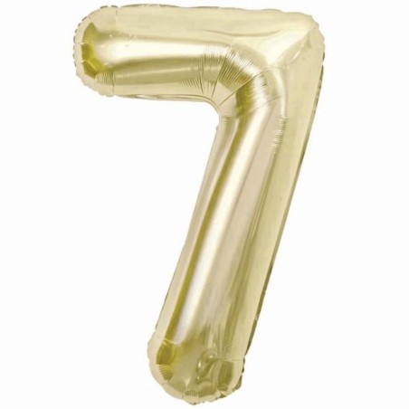 Balon foliowy beżowa Cyfra 7, 33,5"- 85 cm / 1 szt
