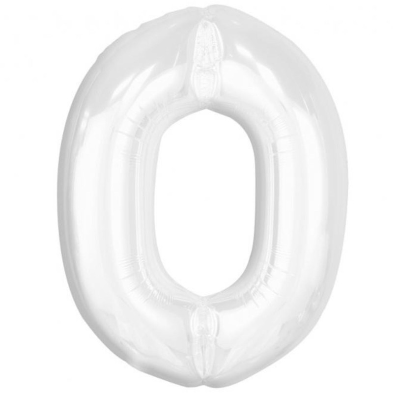 Balon foliowy biała Cyfra 0, 36"- 92 cm / 1 szt