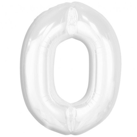 Balon foliowy biała Cyfra 0, 36"- 92 cm / 1 szt