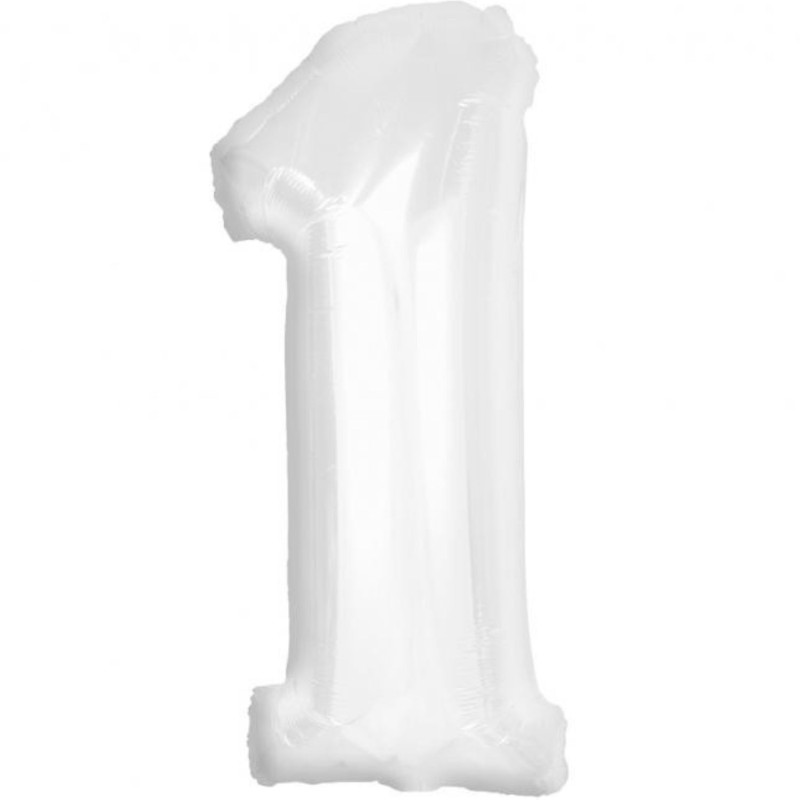 Balon foliowy biała Cyfra 1, 36"- 92 cm / 1 szt
