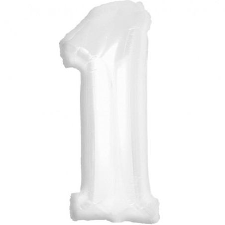 Balon foliowy biała Cyfra 1, 36"- 92 cm / 1 szt