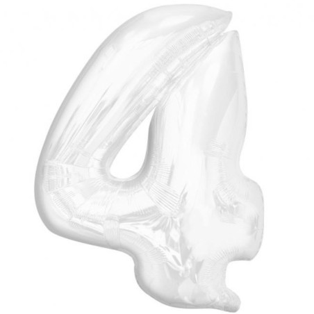 Balon foliowy biała Cyfra 4, 36"- 92 cm / 1 szt