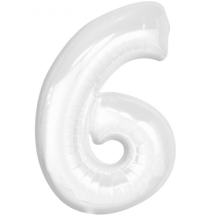 Balon foliowy biała Cyfra 6, 36"- 92 cm / 1 szt