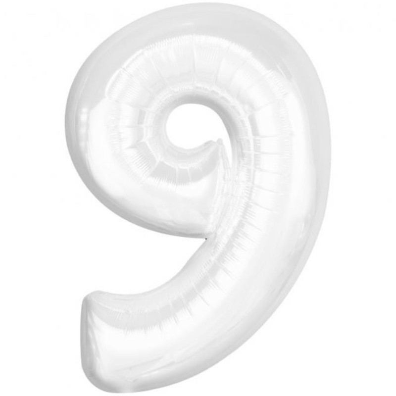 Balon foliowy biała Cyfra 9, 36"- 92 cm / 1 szt