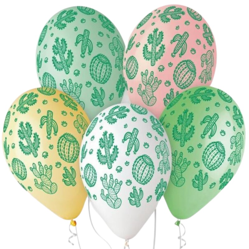 Lateksowe Balony Premium Hel Kolczaste kaktusy, 13"/ 5 szt. KK