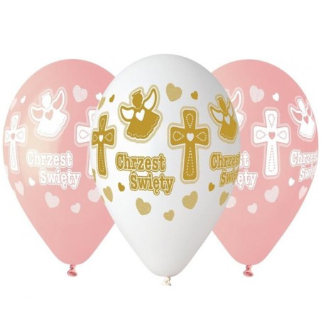 Lateksowe Balony Premium Hel Chrzest dziewczynki, 13 cali/ 25 szt.