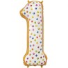 Balon foliowy wielokolorowa "cyfra 1" ciasteczko , 31"- 78 cm /1szt