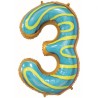 Balon foliowy wielokolorowa "cyfra 3" ciasteczko , 31"- 78 cm /1szt
