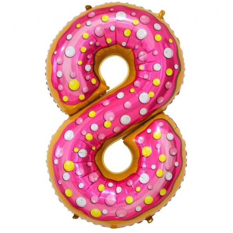 Balon foliowy wielokolorowa "cyfra 8" ciasteczko , 31"- 78 cm /1szt