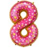 Balon foliowy wielokolorowa "cyfra 8" ciasteczko , 31"- 78 cm /1szt