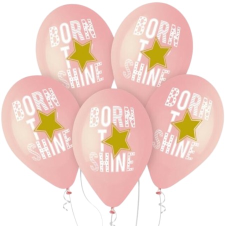Lateksowe różowe Balony Premium Hel Born to Shine 13"/ 5 szt.