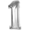 Balon foliowy srebrna "cyfra 1", 36"- 92 cm /1szt