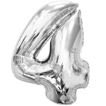Balon foliowy srebrna "cyfra 4", 36"- 92 cm /1szt