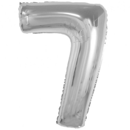 Balon foliowy srebrna "cyfra 7", 36"- 92 cm /1szt