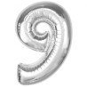 Balon foliowy srebrna "cyfra 9", 36"- 92 cm /1szt