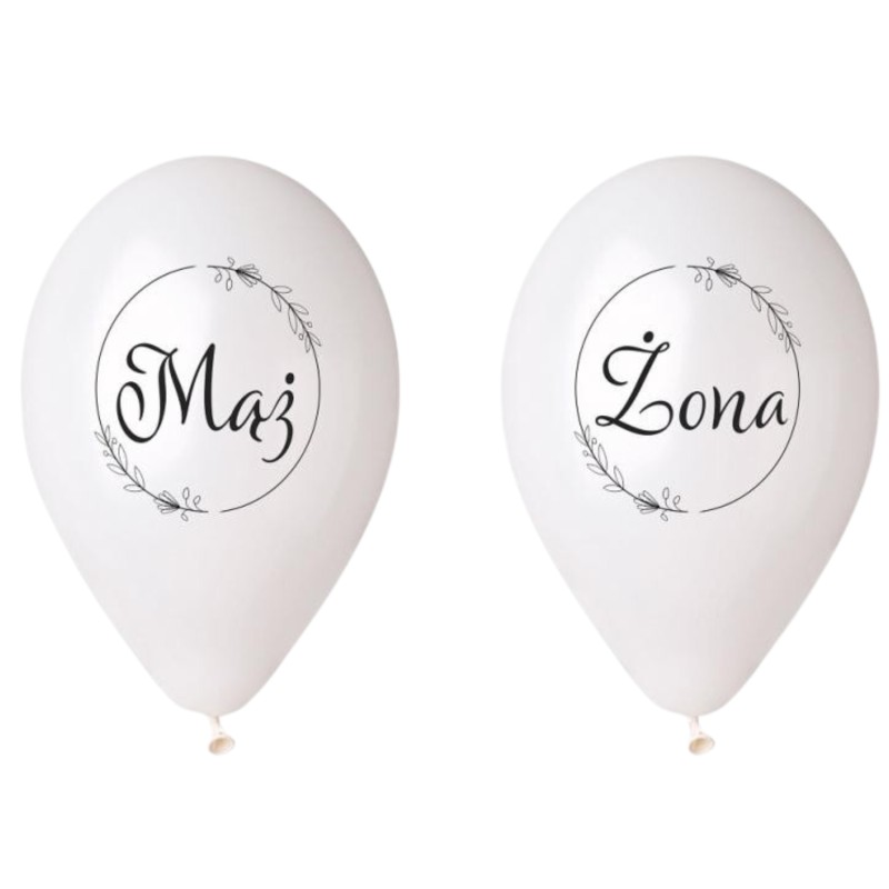 Lateksowe białe Balony Premium Hel Mąż i Żona, 13 cali/ 4 szt.
