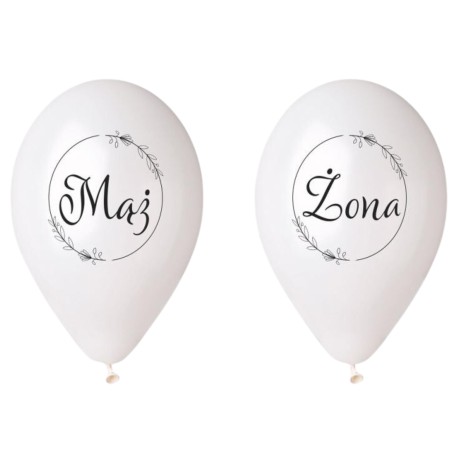 Lateksowe białe Balony Premium Hel Mąż i Żona, 13 cali/ 4 szt.
