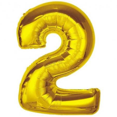 Balon foliowy złota "cyfra 2", 36"- 92 cm /1szt