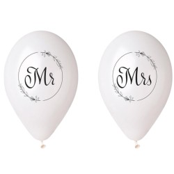 Lateksowe białe Balony Premium Hel Mr i Mrs, 13 cali/ 4 szt.
