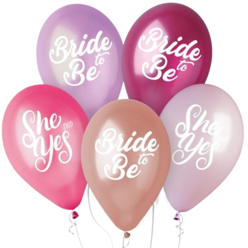 Lateksowe Balony Premium Hel Bride to Be/ She said Yes, 13 cali/ 5 szt.