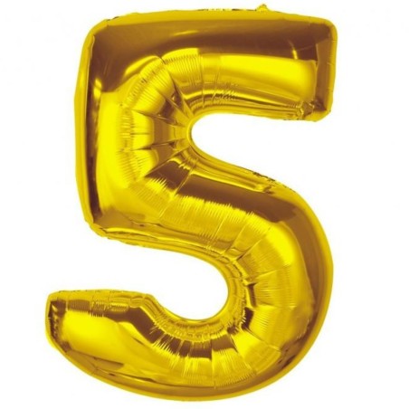 Balon foliowy złota "cyfra 5", 36"- 92 cm /1szt