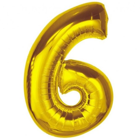 Balon foliowy złota "cyfra 6", 36"- 92 cm /1szt