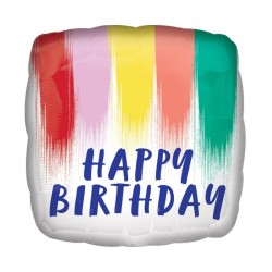 Foliowe Balony kolorowe z napis. "Happy Birthday" (Paint). 18" - 46 cm / 1 szt.(zapakowany)