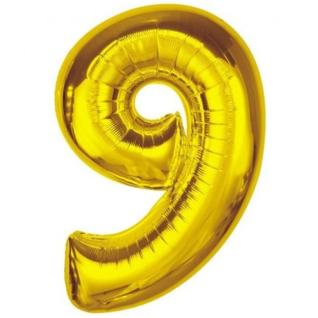 Balon foliowy złota "cyfra 9", 36"- 92 cm /1szt