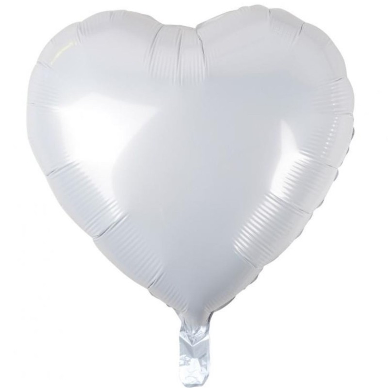 Balon foliowy biały w kształcie serca, 18"- 46 cm /1szt