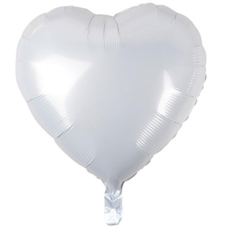 Balon foliowy biały w kształcie serca, 18"- 46 cm /1szt
