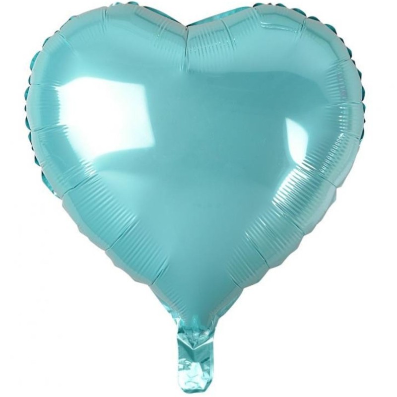 Balon foliowy niebieski w kształcie serca, 18"- 46 cm /1szt