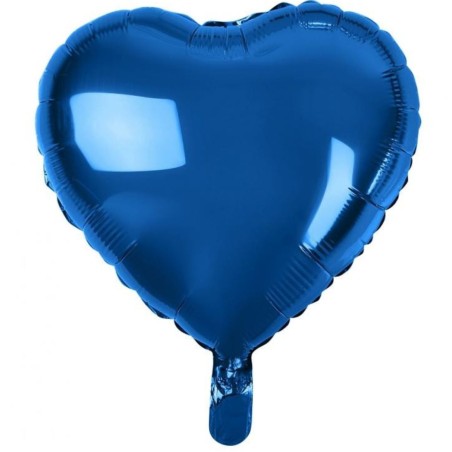 Balon foliowy niebieski w kształcie serca, 18"- 46 cm /1szt
