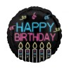 Foliowy Balony czarny z napis. "Happy Birthday". 17" - 43 cm / 1 szt. (zapakowany)