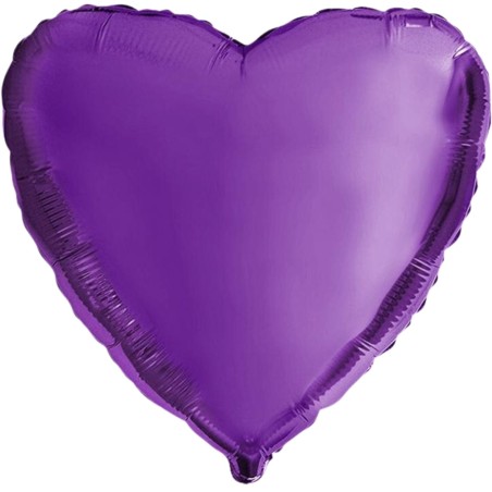 Balon foliowy fioletowy w kształcie serca, 18"- 46 cm /1szt