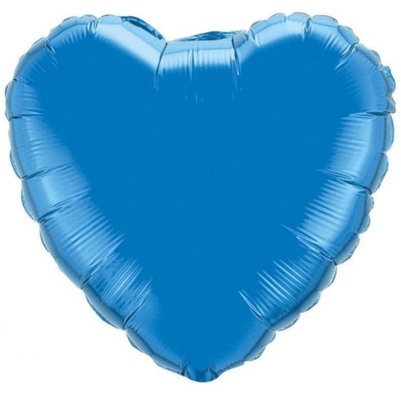 Balon foliowy niebiski w kształcie serca, 18"- 46 cm /1szt