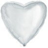 Balon foliowy srebrny w kształcie serca, 18"- 46 cm /1szt