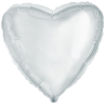 Balon foliowy srebrny w kształcie serca, 18"- 46 cm /1szt