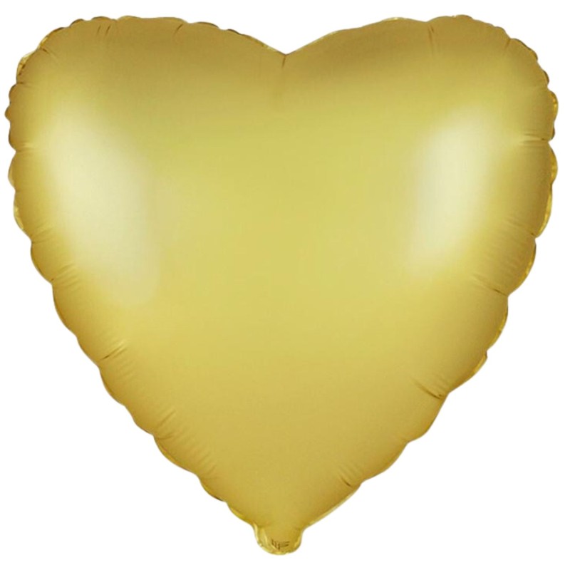 Balon foliowy złoty w kształcie serca, 18"- 46 cm /1szt