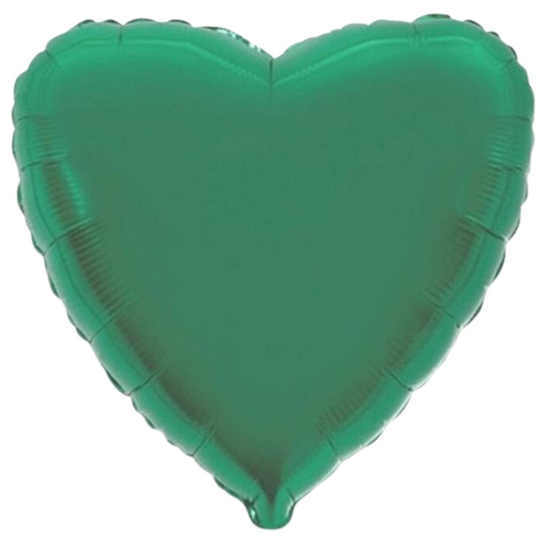 Balon foliowy zielony w kształcie serca, 18"- 46 cm /1szt