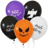 Lateksowe różnokolorowe Balony Happy Halloween - różne wzory, 12"/ 5 szt.