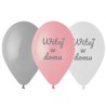 Lateksowe szare i różowe Balony Premium Witaj w domu, różowe, 12"/ 6 szt.