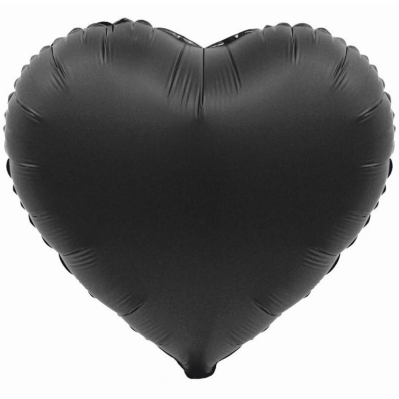 Balon foliowy czarny w kształcie serca, 18"- 46 cm /1szt