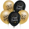 Lateksowe złote i czarne Balony Beauty&Charm 12" z nadrukiem "50", złote i czarne, 5 szt.