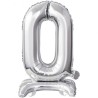 Balon foliowy srebrna stojąca "cyfra 0", 15"- 38 cm /1szt