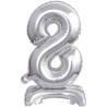 Balon foliowy srebrna stojąca "cyfra 8", 15"- 38 cm /1szt